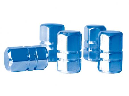 Eufab Ventilkappen 5-teilig, 6-Kant-Design Blau 