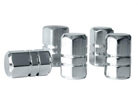 Eufab Ventilkappen 5-teilig, 6-Kant-Design Chrom 