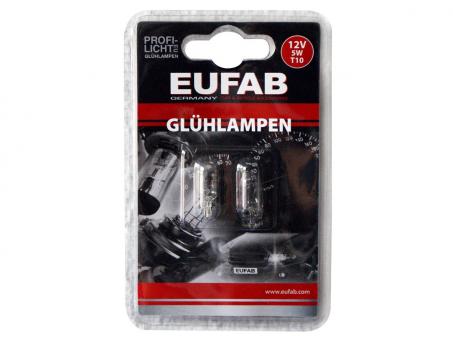 Eufab Glühlampe 12V 5W W2,1x9,5d, 2 Stück 