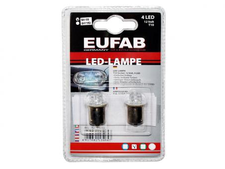 EUFAB LED-Glühlampe BA15S rot 4 LED's, 2 Stk Blister 